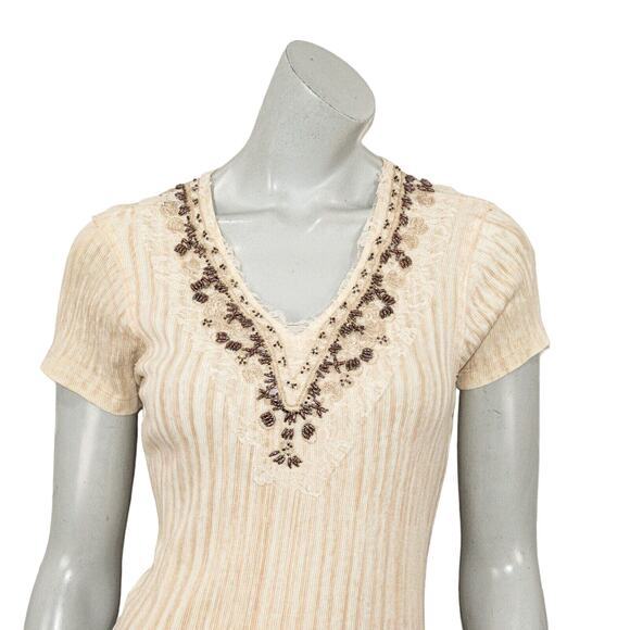 David Cline Embellished Vneck Tee Shirt Cotton Women's Large - Picture 7 of 8